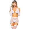 Комплект белья из сетки со стразами Leg Avenue Rhinestone, белый, размер One Size, фото №1 — секс шоп Украина, NO TABOO