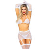 Комплект белья из сетки со стразами Leg Avenue Rhinestone, белый, размер One Size, фото №3 — секс шоп Украина, NO TABOO