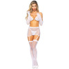 Комплект белья из сетки со стразами Leg Avenue Rhinestone, белый, размер One Size, фото №4 — секс шоп Украина, NO TABOO