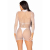 Платье из сетки Leg Avenue High Neck Mini Dress, размер One Size, белое, фото №2 — секс шоп Украина, NO TABOO