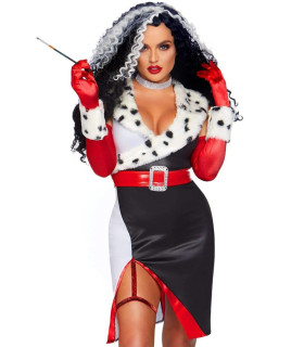 Костюм сексуальный Leg Avenue Cruella De Vil (Круэлла Де Виль) Villain, 3 предмета, размер М - No Taboo