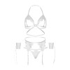 Комплект сексуального белья Leg Avenue Eyelash Lace Open Cup, размер One Size, белый, фото №8 — секс шоп Украина, NO TABOO