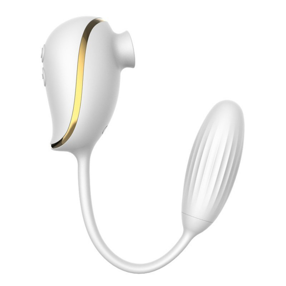 Виброяйцо с вакуумным стимулятором High End Suction Love Egg, белое фото №2 — секс игрушки: Украина, NO TABOO