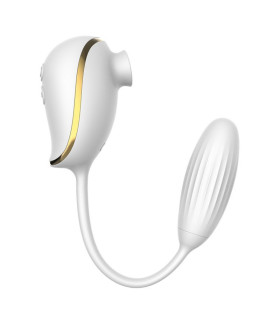 Виброяйцо с вакуумным стимулятором High End Suction Love Egg, белое - No Taboo