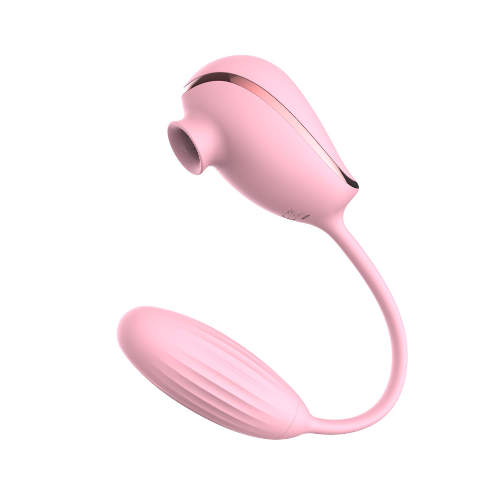 Виброяйцо с вакуумным стимулятором High End Suction Love Egg, розовое фото №3 — секс игрушки: Украина, NO TABOO