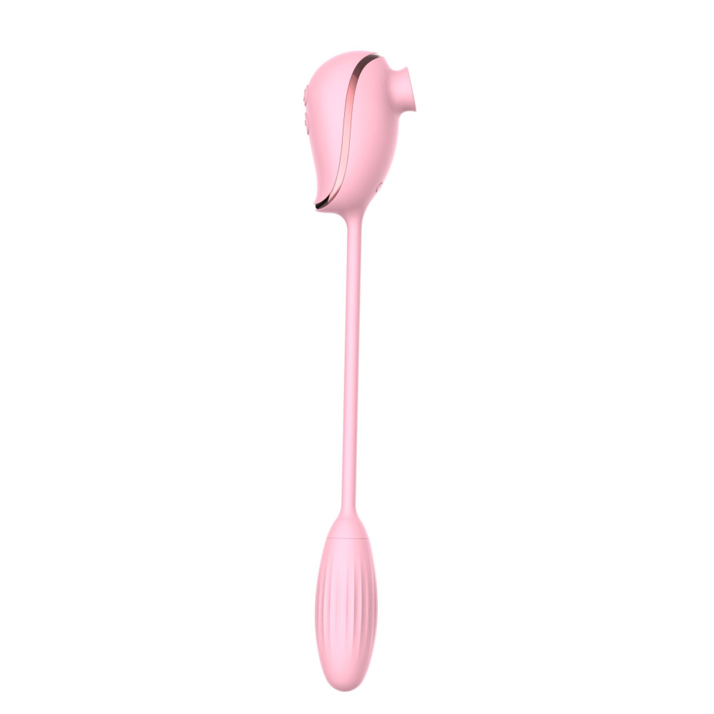 Виброяйцо с вакуумным стимулятором High End Suction Love Egg, розовое фото №4 — секс игрушки: Украина, NO TABOO