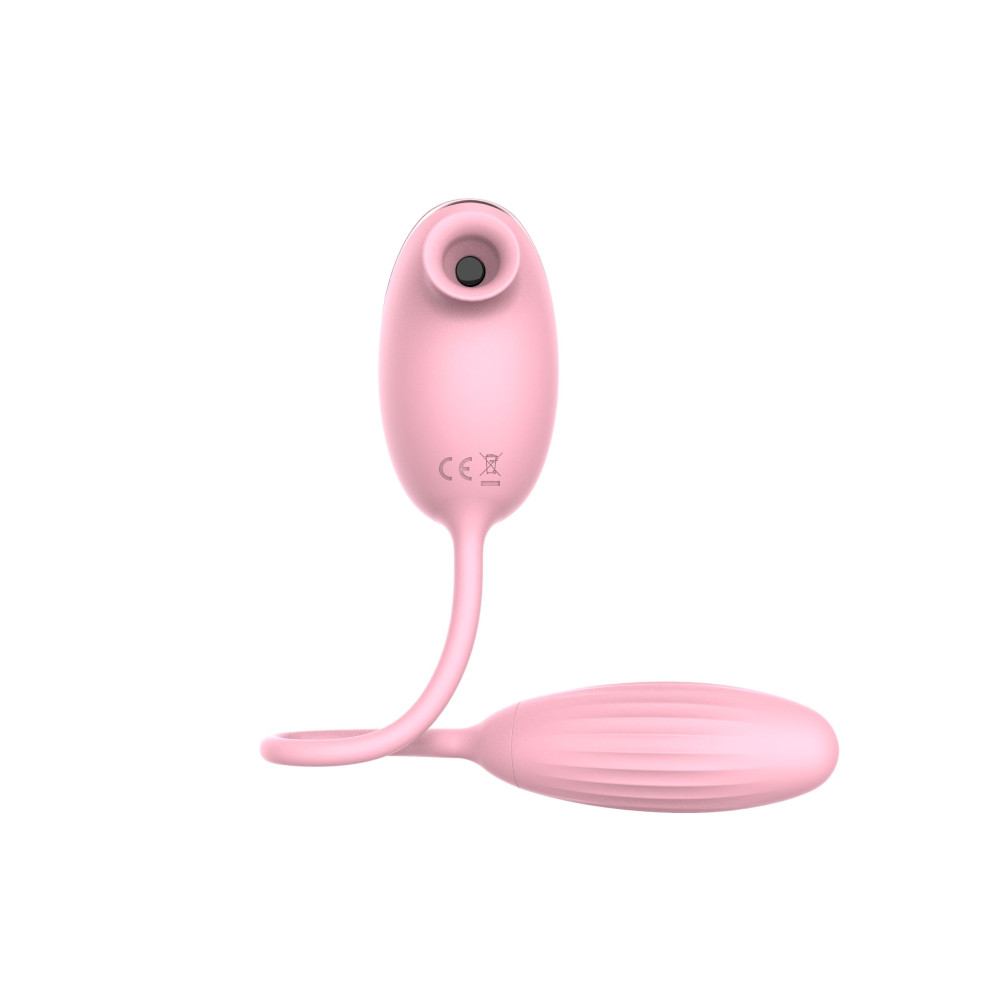 Виброяйцо с вакуумным стимулятором High End Suction Love Egg, розовое фото №6 — секс игрушки: Украина, NO TABOO