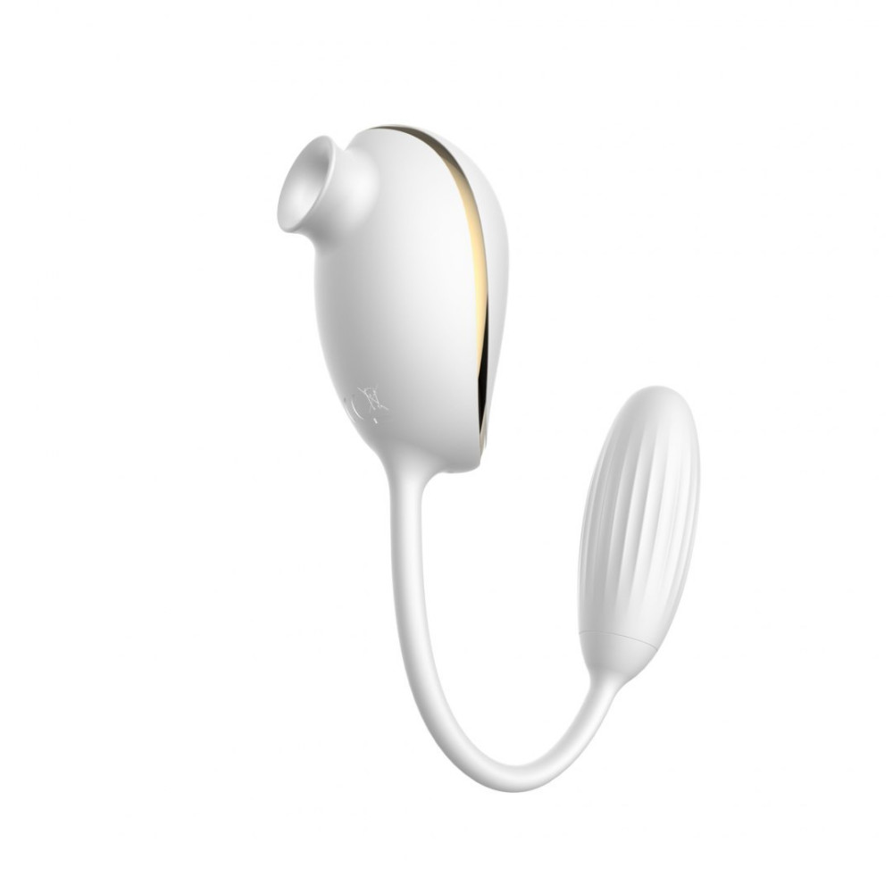 Виброяйцо с вакуумным стимулятором High End Suction Love Egg, белое фото №4 — секс игрушки: Украина, NO TABOO