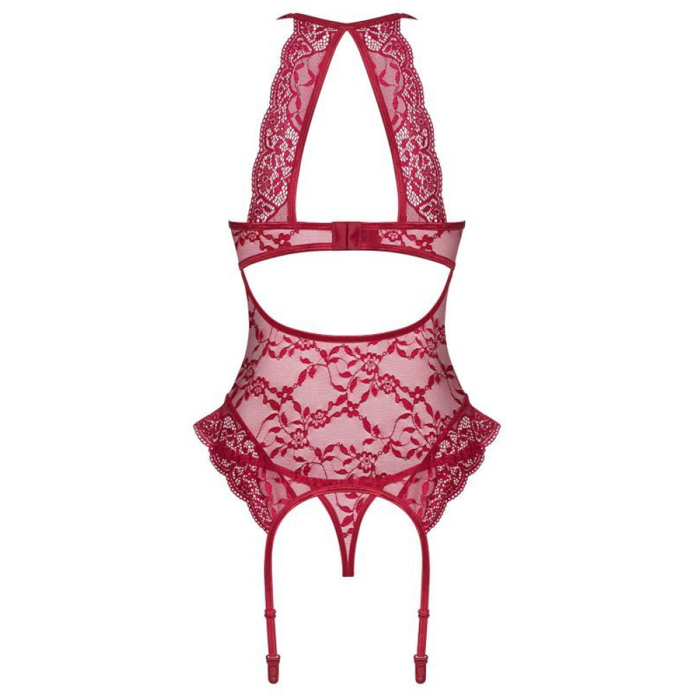 Корсет сексуальный кружевной Obsessive Ivetta, красный, размер L/XL, фото №7 — секс шоп Украина, NO TABOO