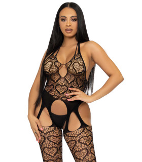 Комбинезон сексуальный Leg Avenue с узором из сердечек, черный, размер One Size - No Taboo