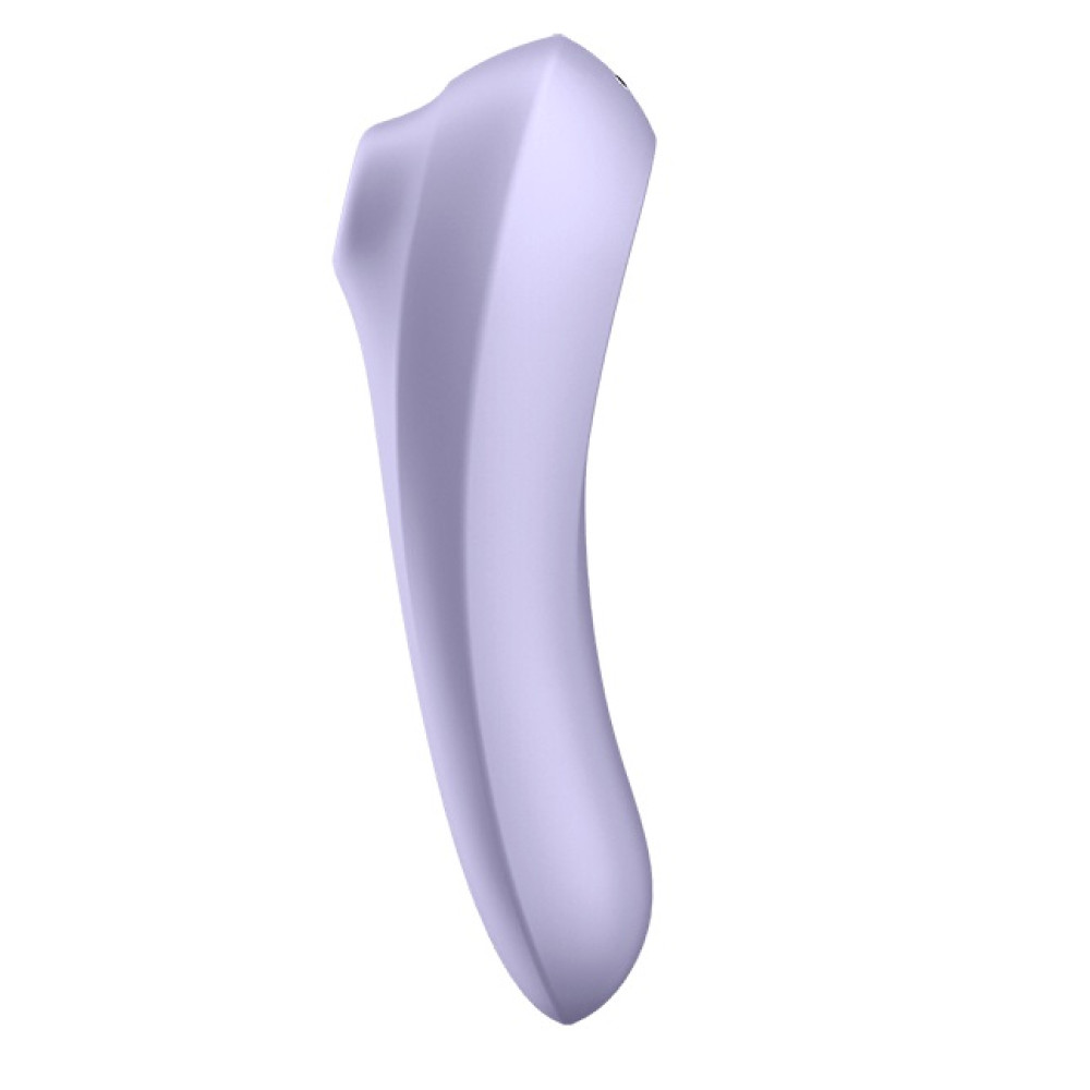 Двойной вибратор Satisfyer Dual Pleasure с вакуумной стимуляцией и приложением, фиолетовый, 18 х 4.9 см фото №3 — секс игрушки: Украина, NO TABOO