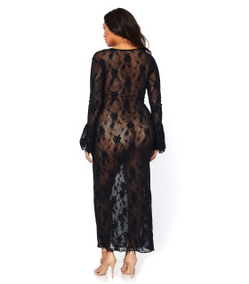 Сукня еротична мереживна Leg Avenue, довга, чорна, розмір XL/XXL - No Taboo