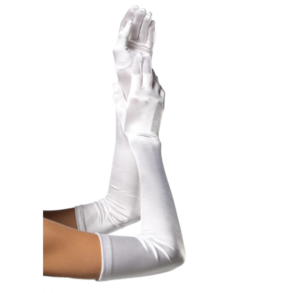 Перчатки сексуальные One Size Extra Long Opera Length Satin Gloves от Leg Avenue, белые, фото №0 — секс шоп Украина, NO TABOO