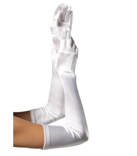 Перчатки сексуальные One Size Extra Long Opera Length Satin Gloves от Leg Avenue, белые - No Taboo