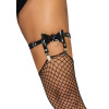 Подвязки для чулок Street Chic Leg Avenue, с бантиком и подвеской, черные, One Size, фото №3 — секс шоп Украина, NO TABOO