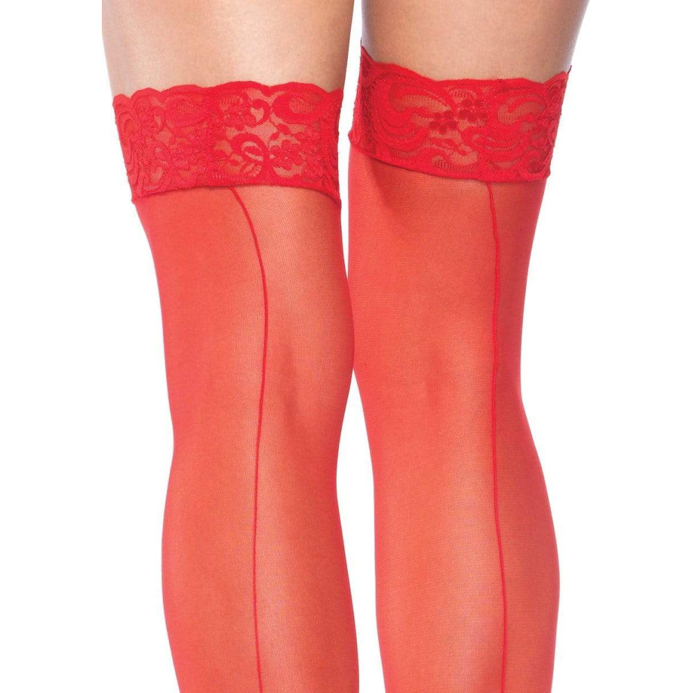 Панчохи еротичні Nuna Leg Avenue зі стрілкою, червоні, One Size, фото №2 — секс шоп Україна, NO TABOO
