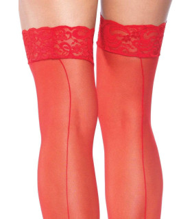 Панчохи еротичні Nuna Leg Avenue зі стрілкою, червоні, One Size - No Taboo