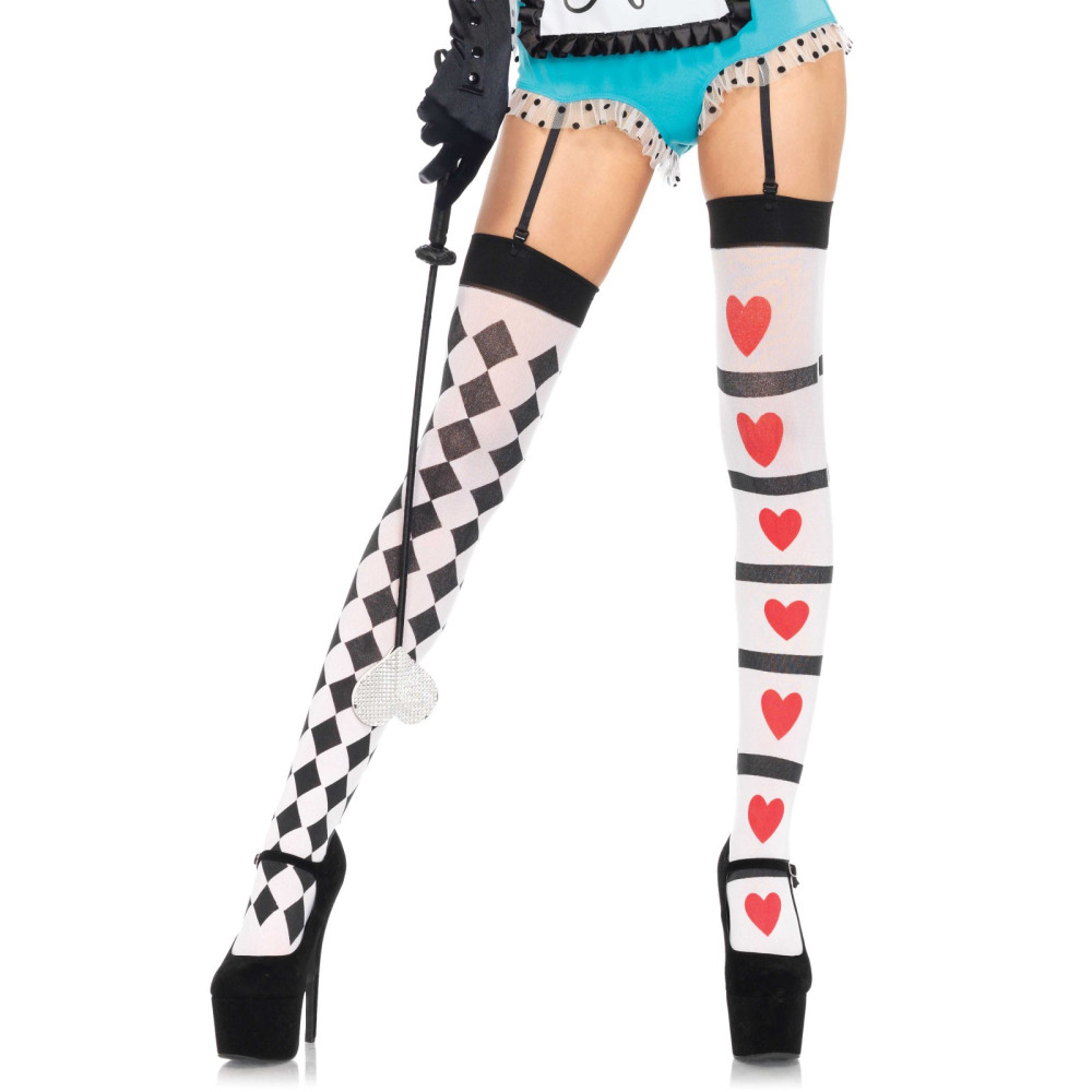 Чулки сексуальные Leg Avenue Harlequin & Heart, One Size, фото №0 — секс шоп Украина, NO TABOO