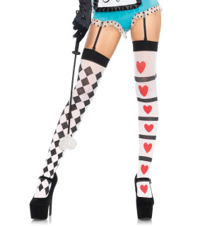 Чулки сексуальные Leg Avenue Harlequin & Heart, One Size - No Taboo