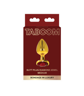 Анальная пробка M с кристаллом Taboom, золотая, 8 х 3.4 см - No Taboo