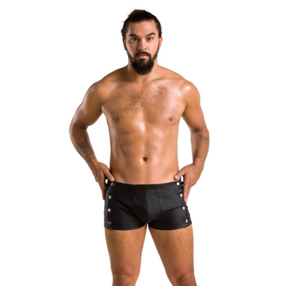 Шорты на кнопках Passion Men Short David, имитация кожи, L/XL, фото №0 — секс шоп Украина, NO TABOO