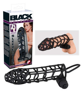 Силиконовая насадка на член с вибрацией , черная - Silicone Sleeve Black Velvet M - No Taboo