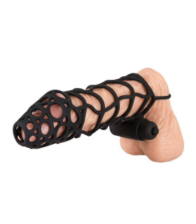 Силиконовая насадка на член с вибрацией , черная - Silicone Sleeve Black Velvet M - No Taboo