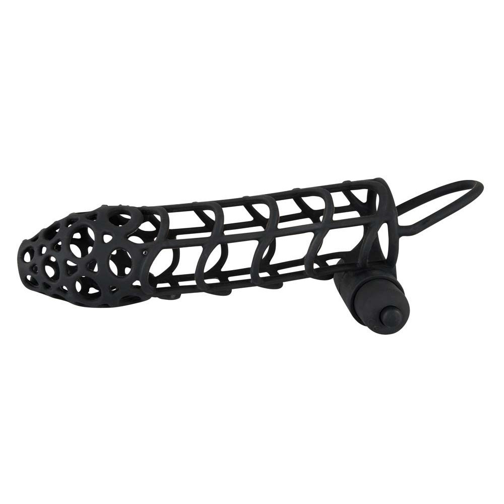 Силиконовая насадка на член с вибрацией , черная - Silicone Sleeve Black Velvet M фото №3 — секс игрушки: Украина, NO TABOO