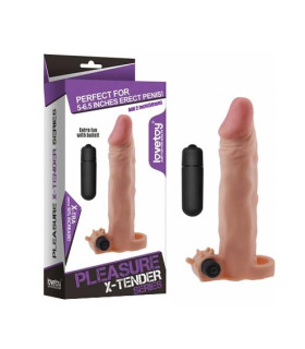 Удлиняющая насадка на пенис с вибрацией реалистичная - Pleasure Extender Sleeve Vibro Flesh - No Taboo