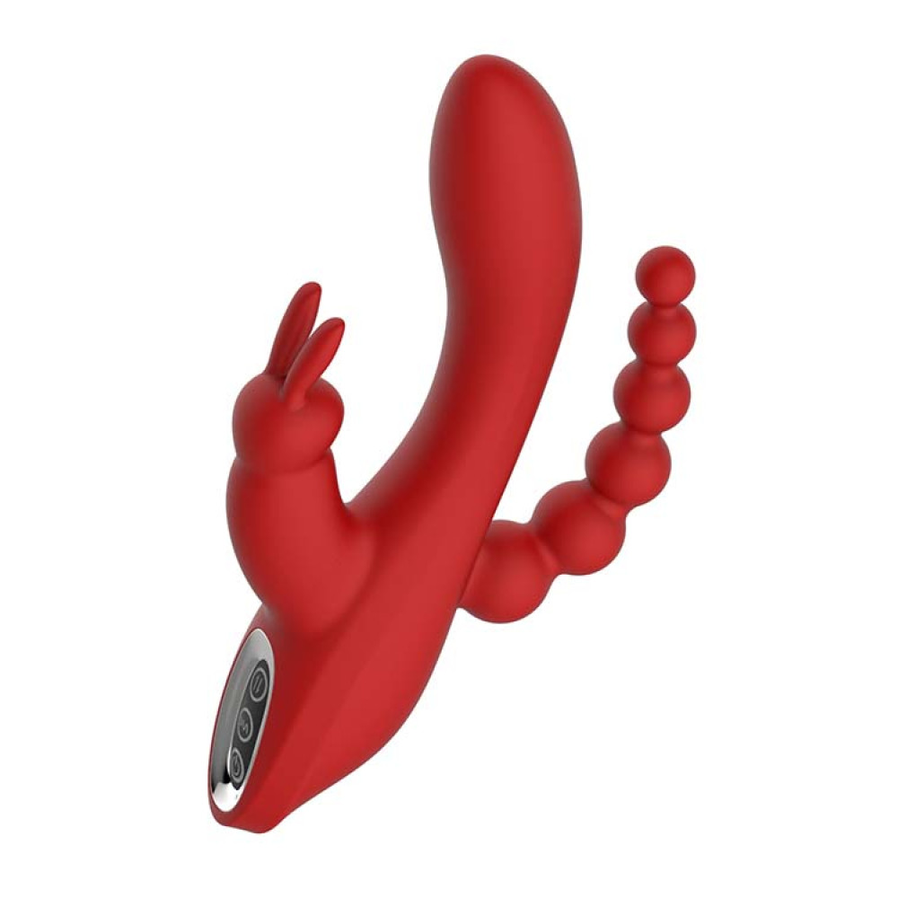 Вибратор-кролик с анальной стимуляцией Dream Toys красный, 21 х 3.5 см фото №3 — секс игрушки: Украина, NO TABOO