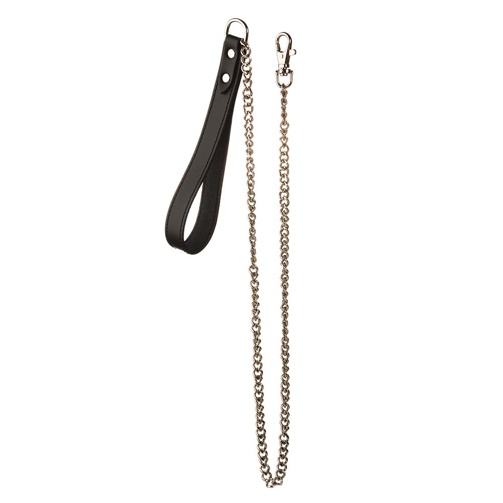 Поводок для ошейника кожаный с металлической цепью NO TABOO, фото №2 — секс шоп Украина, NO TABOO