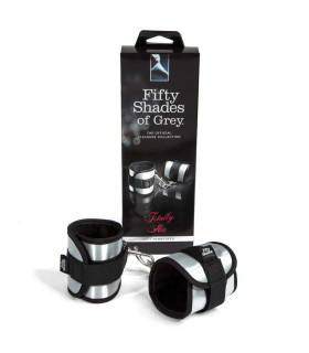 Мягкие наручники Fifty Shades Of Grey серебристо-чёрные - No Taboo