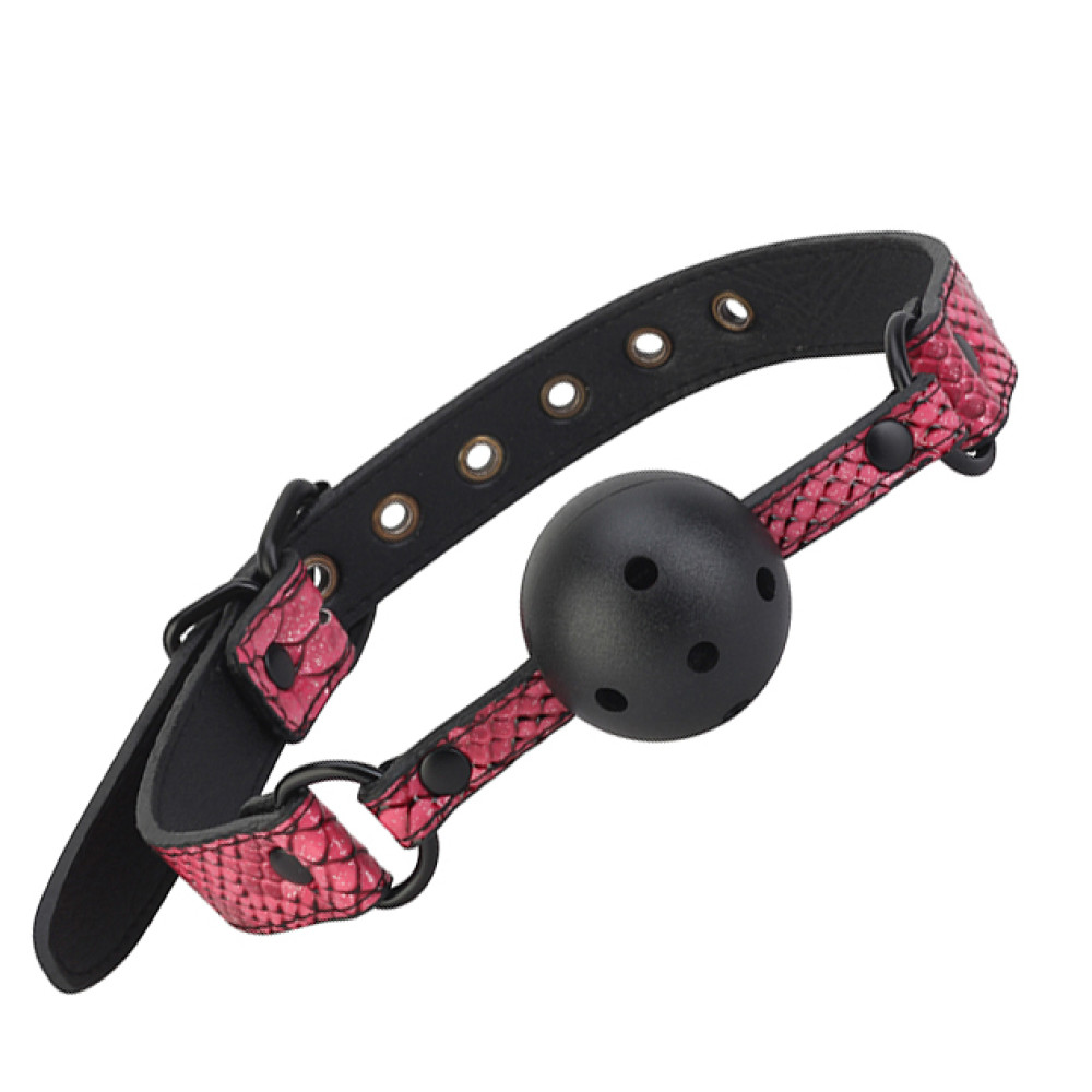 Кляп с ремешком Dream Toys Blaze со змеиным принтом, розовый, 4.7 см, фото №0 — секс шоп Украина, NO TABOO