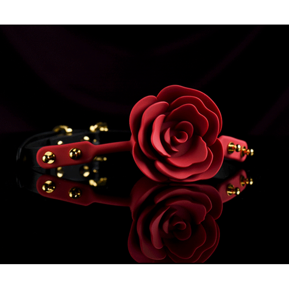 Кляп роза из силикона и итальянской кожи Rose Ball Gag UPKO, фото №13 — секс шоп Украина, NO TABOO
