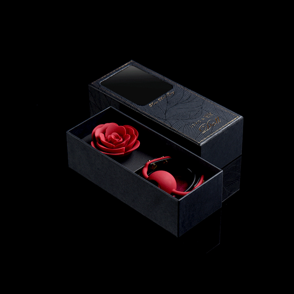 Кляп роза из силикона и итальянской кожи Rose Ball Gag UPKO, фото №17 — секс шоп Украина, NO TABOO