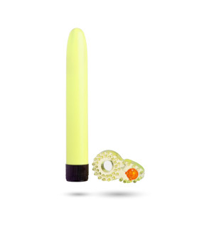 Вибратор классический с эрекционным кольцом Sex Toys желтый - No Taboo