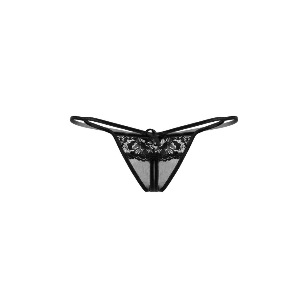 Стринги эротические с кружевом и интимным вырезом черные, One Size (S/M/L), фото №2 — секс шоп Украина, NO TABOO