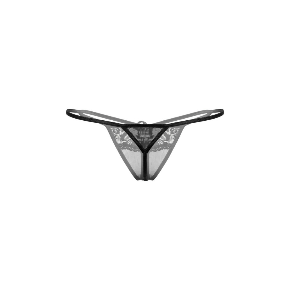 Стринги эротические с кружевом и интимным вырезом черные, One Size (S/M/L), фото №3 — секс шоп Украина, NO TABOO