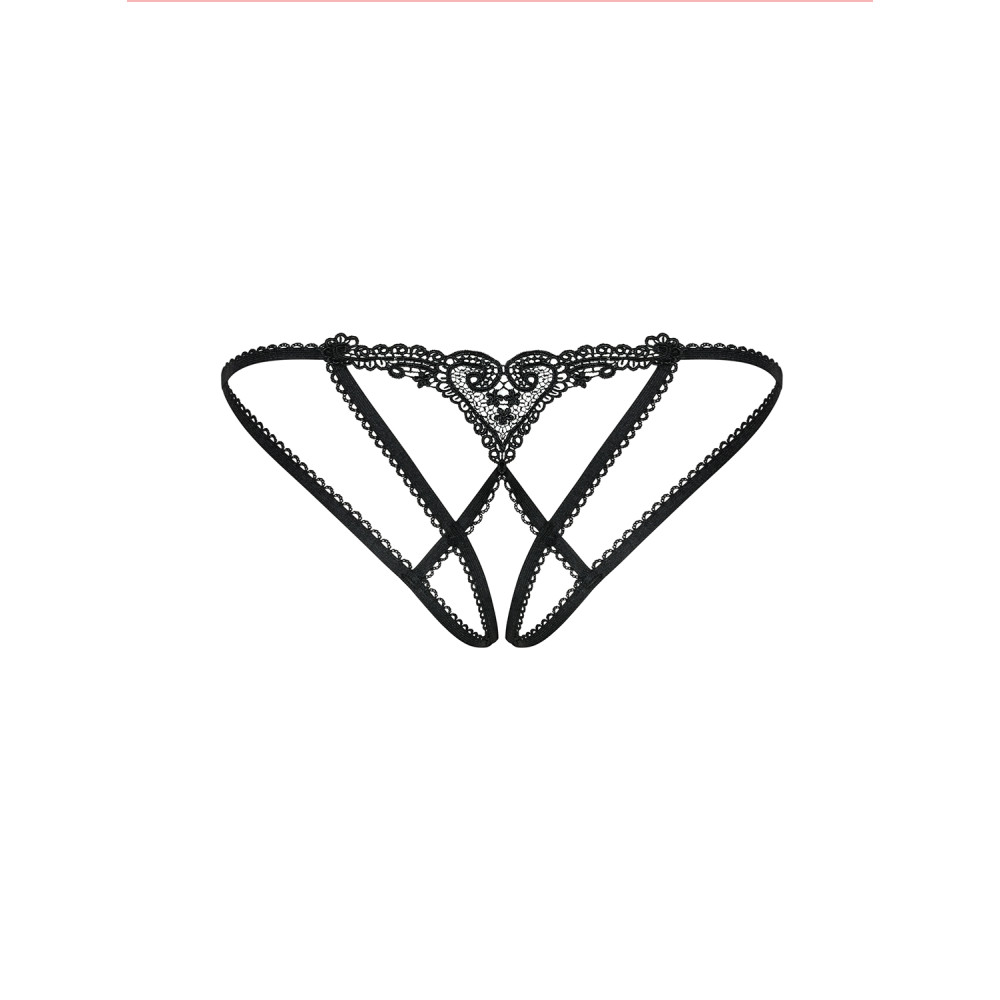 Стринги эротические с интимным вырезом, из черного кружева, L/XL, фото №10 — секс шоп Украина, NO TABOO