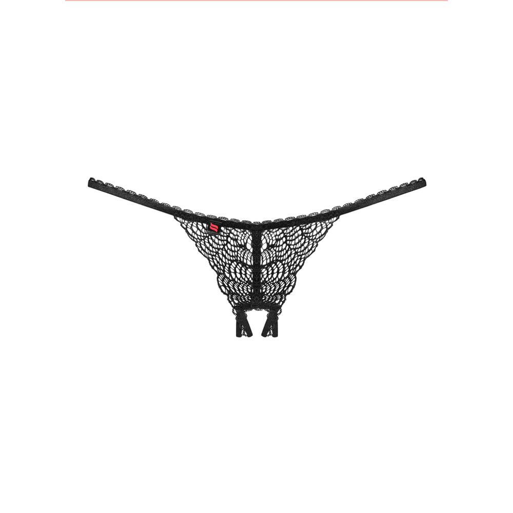 Стринги эротические с интимным вырезом, из черного кружева, L/XL, фото №9 — секс шоп Украина, NO TABOO