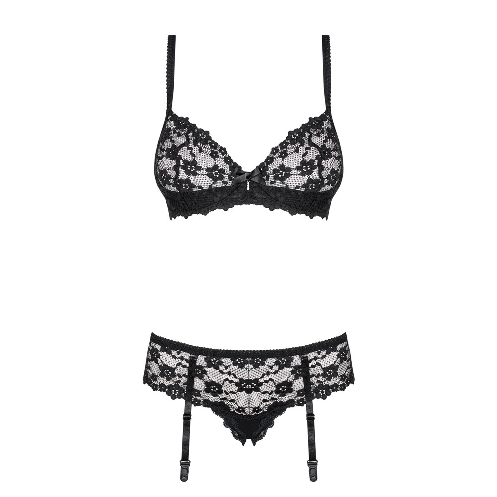 Комплект эротический с цветочным гипюром Letica L/XL, фото №7 — секс шоп Украина, NO TABOO