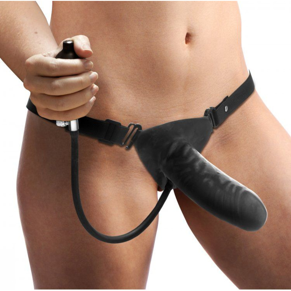 Страпон с накачкой из латекса, черный, Expander Inflatable Strap On фото №0 — секс игрушки: Украина, NO TABOO