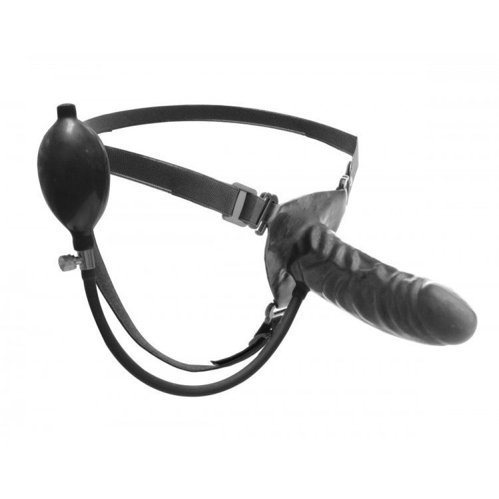 Страпон с накачкой из латекса, черный, Expander Inflatable Strap On фото №3 — секс игрушки: Украина, NO TABOO