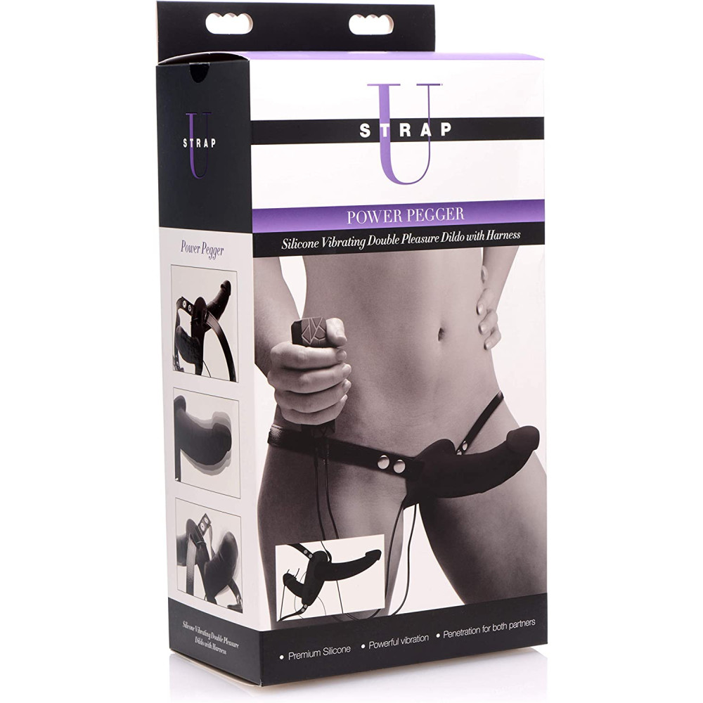 Двойной страпон с вибрацией, Power Pegger Double Strap-On, черный фото №0 — секс игрушки: Украина, NO TABOO
