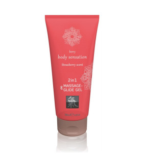 Массажное масло-лубрикант HOT Strawberry scent с ароматом клубники, 200 мл - No Taboo