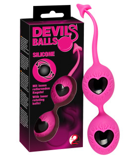 Вагинальные шарики со смещенным центром тяжести, розовые, силиконовые Devils Balls - No Taboo