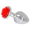 Анальная пробка, 3.4 см х 9 см, металлическая, с красной розой, Rose Butt Plug фото №2 — секс игрушки: Украина, NO TABOO