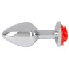 Анальная пробка, 3.4 см х 9 см, металлическая, с красной розой, Rose Butt Plug фото №4 — секс игрушки: Украина, NO TABOO