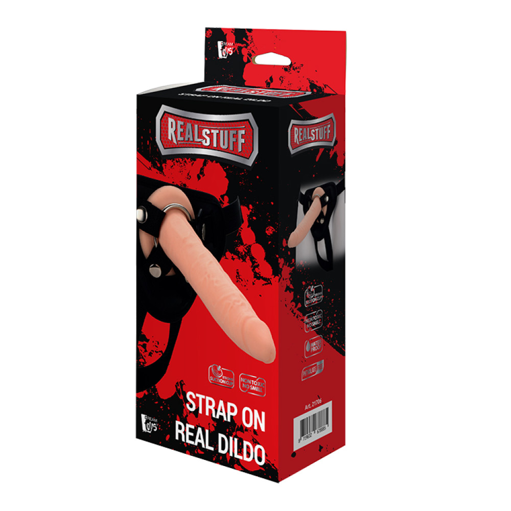 Страпон на трусиках Dreamtoys RealStuff с двумя кольцами, черно-бежевый, 20 х 4 см фото №2 — секс игрушки: Украина, NO TABOO