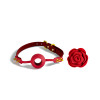 Кляп роза из силикона и итальянской кожи Rose Ball Gag UPKO красный, фото №2 — секс шоп Украина, NO TABOO